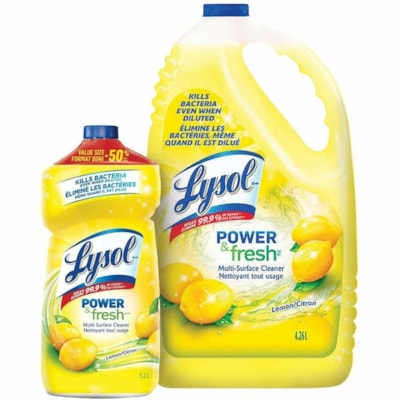 Lysol Multi-Surface Cleaner - For Multi Surface, Multipurpose - Liquid - 4.20 L - Lemon Scent - Long Lasting, Deodorize, Disinfectant, Easy to Use - Yellow Bottle - 1 Each  