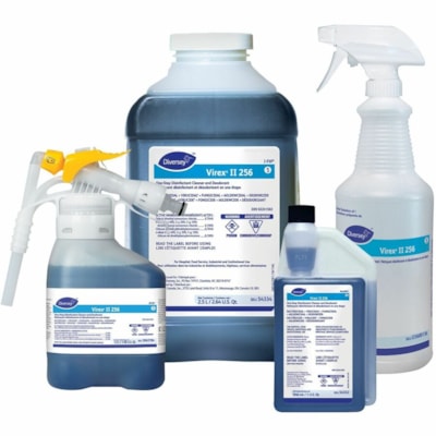 Diversey Virex II 256 One-Step Disinfectant Cleaner and Deodorant - For Healthcare, Hard Surface - Concentrate - Liquid - 2.50 L - Minty, Characteristic Scent - Contaminant-free, Deodorant - Blue - 2 / Pack  