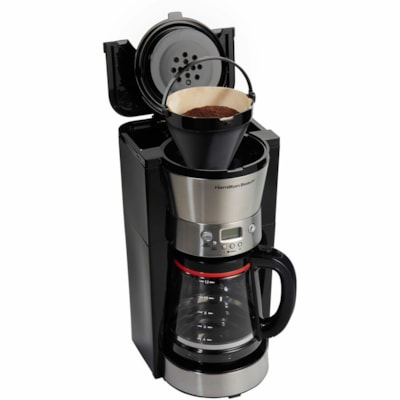 Hamilton Beach 12 Cup Programmable Coffee Maker with Cone Filter, Black & Stainless - Programmable - 1025 W - 12 Cup(s) - Timer - Black, Stainless Steel - Plastic Body - Glass Carafe  