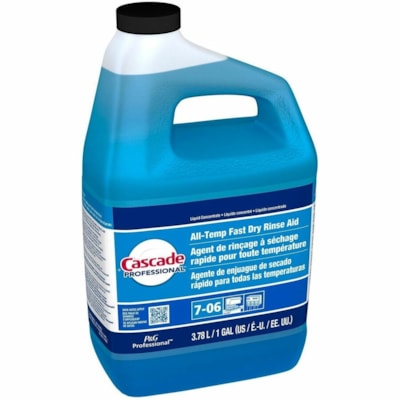 Cascade Professional All-Temp Fast Dry Rinse Aid - For Commercial, Dishwasher - Concentrate - 3.70 L - Quick Drying - 2 / Case 3.76L  7-06  CLOSED LOOP 
