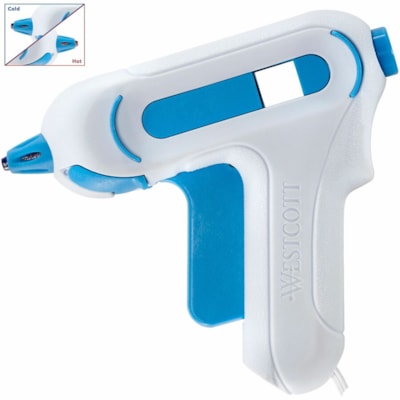 Westcott Premium Safety Mini Hot Glue Gun, Low Temp (16757) - 270°F (132.2°C) - Plastic - Blue, White MAX 270F  NON-STICK NOZZEL ERGO HANDLE W/ X-LARGE TRIGGER