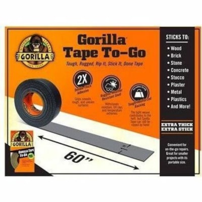 Gorilla Glue Black Tape - 10 yd (9.1 m) Length x 1" (25.4 mm) Width - Black - Moisture Resistant, Weather Resistant, UV Resistant, Temperature Resistant - For Project, Indoor, Outdoor, Wood, Stone, Stucco, Brick, Metal, Vinyl  