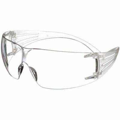 3M SecureFit 200 Safety Glasses - Recommended for: Assembly, Sanding, Sawing, Cleaning, Drilling, Grinding, Masonry, Painting, Demolition, Electrical, Facility Maintenance, ... - One Size - UVA, UVB, UVC Protection - Polycarbonate, Plastic - Clear Lens - Clear Frame - Self Adjustable, Snug Fit, Secu CLEAR LENS W/CLEAR TEMPLE ANTI-FOG LENS  3M