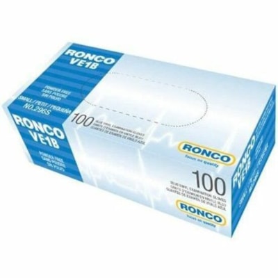 RONCO - Gant d'examen en vinyle VE1B, petite, 3 mil, bleu, boîte de 100 - épaisseur de gant 3 mil (0,08 mm) x longueur de gant 9,45 po (240 mm) - Petit Taille - Pour Main droite / gauche - Vinyle - Bleu - Non stérile, Relief, Sans latex, Étanche, Souple, Léger - Pour Éxamination BLUE EXAM GLOVES POWDER FREE 