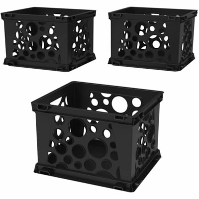 Storex Storage Bin - 6" (152.40 mm) Height x 7.7" (195.58 mm) Width x 9" (228.60 mm) Depth - Modular, Stackable, Handle - Black - Plastic - 1 BLACK 