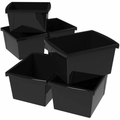 Storex 4 Gallon Storage Bin, Black - 15.10 L - Handle, Impact Resistant, Sturdy, Drop Resistant - Black - Plastic BLACK 