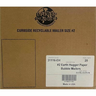Earth Hugger Mailer - Bubble - #2 - 9 1/2" (241.30 mm) Width - Self-adhesive Seal - Brown - Paper - 20 / Carton PAPER PROTECTIVE MAILER 9.5" X 9.875"