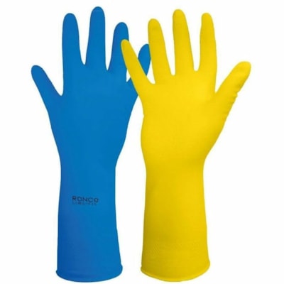 RONCO - Gants de travail Light-Fit 1533207 - épaisseur de gant 16 mil (0,41 mm) x longueur de gant 12 po (304,80 mm) - Mouillé Protection - Petit Taille - Pour Main droite / gauche - Latex - Jaune - Réutilisable, Usage occasionnel, Résistant aux produits chimiques, Absorb 12 PR 