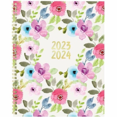 Blueline Academic Monthly Planner Blossom 2023-2024 - Academic - Monthly - 14 Month - July 2023 to August 2024 - 1 Month Double Page Layout - Twin Wire - Table - Translucent Poly Cover - 11" (279.40 mm) Height x 8.5" (215.90 mm) Width - Daily Block, Telephone Section, Address Section, Durable Cover,  