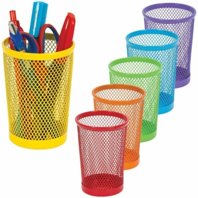 Merangue - Porte-crayon 1025-3160-00-000 - hauteur de 4,25 po (107,95 mm) x largeur de 3 po (76,20 mm) x profondeur de 3 po (76,20 mm) - Métal - Variées - 1 BRIGHT FASHION COLOUR 