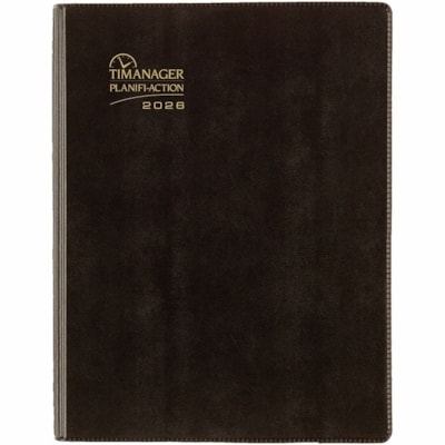 Blueline 2026 Timanager 13-Month Weekly/Monthly Planner - December to December - 11" x 8-1/2" - Black - Bilingual - Weekly, Monthly - 13 Month - December 2025 to December 2026 - 7:00 AM to 7:30 PM - Half-hourly - Monday - Friday - Letter - 8 1/2" (215.90 mm) x 11" (279.40 mm) Sheet Size - Twin Wire   