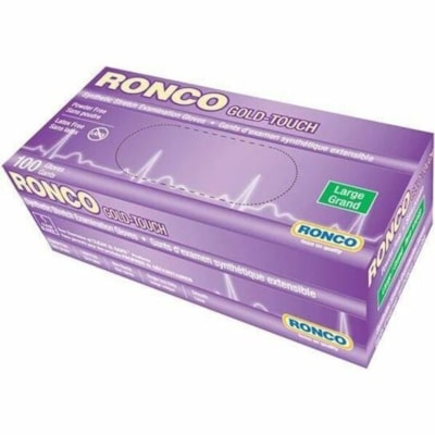 RONCO Synthetic Stretch Examination Gloves - 5 mil (0.13 mm) Thickness x 9.45" (240 mm) Glove Length - Small Size - For Right/Left Hand - Synthetic - Tan - Durable, Latex-free, Fatigue-free, Textured, Non-sterile, Disposable - For Food, Examination, Automotive, Dental, Hospitality, Laboratory, Clini EXAM GLOVE  100/PK PWDR FREE
