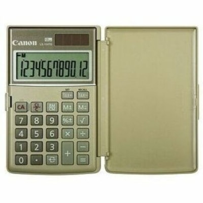 Canon LS-154TG Handheld Calculator - Auto Power Off, Dual Power, 3-Key Memory, Protective Hard Shell Cover - 12 Digits - LCD - Battery/Solar Powered - 1 x CR2016 - 0.6" Height x 3.1" Width x 4.8" Length - Plastic - Handheld MADE FROM REC. COPIERS TAX FUNCTION  SQUARE ROOT