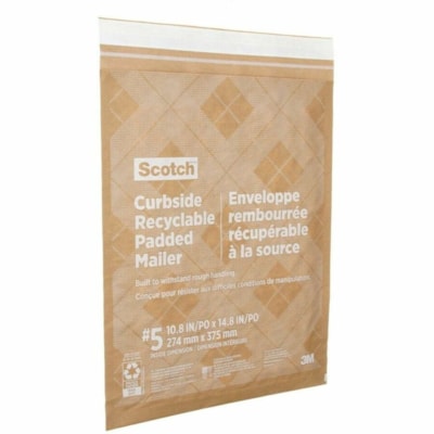 Scotch - Enveloppe postale CR-5-1-20 - Rembourré /matelassé - #5 - largeur de 10 1/2 po (266,70 mm) x longueur de 14 3/4 po (374,65 mm) - Brun - Papier - 20 / Carton 266 MM X 374 MM  FORMAT 5 CR-5-1-20   RéCUPéRABLE
