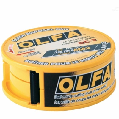 Olfa DC-3 Blade Disposal Can - Round - Manual - For Industrial - Plastic, ABS Plastic - Black ACCEPTS ALL SAFETY BLADES AND 9MM & 18MM SNAP BLADES