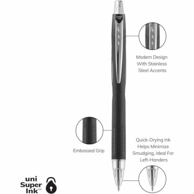 uniball(tm) Jetstream RT Ballpoint Pen - 1 mm (0.04") Medium, Bold Pen Point - Refillable - Retractable - Black Ink - Black Barrel - 1 Unit BOLD TIP 