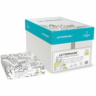 Lettermark Colors Vellum Bristol - 97% Opacity - Letter - 8 1/2" (215.90 mm) x 11 ft (3.35 m) - 67 lb (30390.69 g) Basis Weight - 147 g/m² Grammage - Vellum, Toothy - Sustainable Forestry Initiative (SFI) - Acid-free - Canary - 2000 Sheets - 250 Sheets per Ream - 2000 / Carton 67#  FSC 
