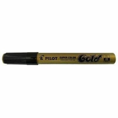 Pilot Super Colour Paint Marker - Broad Bullet Marker Point - Gold Ink - Gold, Aluminum Barrel - Plastic Tip CARDED PERMANENT INK        REPL. SC-G