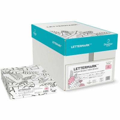 Lettermark - Papier à usages multiples Vellum Bristol - 97% Opacité - 8 1/2 po (215,90 mm) x 11 po (279,40 mm) - 67 lb (30390,69 g) Poids de Base - 147 g/m² Grammage - À grain, Vélin - Sans chlore, Sans acide, Imprimable - Rose - 250 Feuilles per rame - 2000 Carton 67#  FSC 
