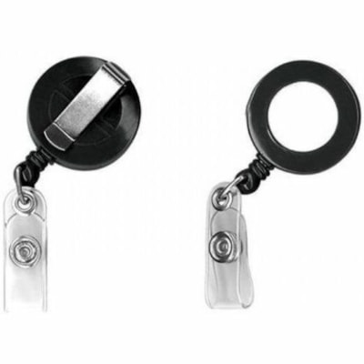ACCO Retractable Badge Reel - 2.25" (57.15 mm) Height x 7.75" (196.85 mm) Width x 4.25" (107.95 mm) Depth - Nylon, Plastic, Metal - Black - Retractable Cord, Durable, Belt Clip, Sturdy, Extendable, Pocket Clip - 25 Pack BLACK 25/BOX 