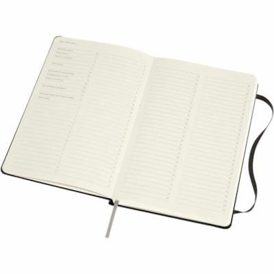 Moleskine - Carnet à couverture rigide Pro, noir, 5 po x 8 po - 8 Feuilles - 70 g/m² Grammage - hauteur de 8,27 po (210 mm) x largeur de 5,12 po (130 mm) - Paper Ivoire - Cover Noir - Cartonné, Coin rond, Fermeture par élastique, Feuille de garde, Papier sans acide, Ruban mar BLACK  5  X 8    PRO FORMAT HARD COVER  ACID FREE PAPER