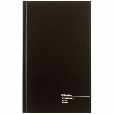 Blueline Account Book A790200.01 - 200 Pages - Printed - Perfect Bound - Both Side Ruling Surface - Ruled Front Ruling - Ruled Brown Margin - 12.52" (318 mm) Height x 7.64" (194 mm) Width - White Paper - Black Cover - Hard Cover, Numbered, Durable, Stiff-cover - Recycled STIFF BLK COVER WHT PAPER 35 LINES 50% REC. BLUELINE