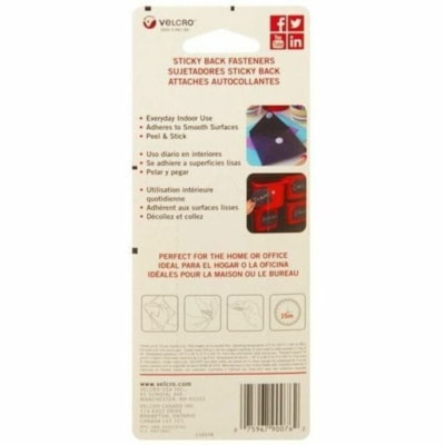 VELCRO® Sticky Tape - 3.50" (88.9 mm) Length x 0.75" (19.1 mm) Width - White - Water Resistant - For Holding, Indoor, Smooth Surface, Painted Surface, Glass, Metal, Plastic, Mounting - 4 / Set STICKY BACK STRIPS. WHITE 