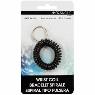 Merangue Wrist Wrap Coil Key Chain - Plastic - Black - 24 / Pack PLASTIC COIL WRIST BAND SPLIT KEYRING