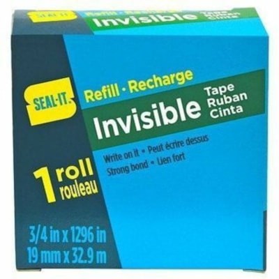 Seal-It Invisible Tape - 36.1 yd (33 m) Length x 0.75" (19.1 mm) Width - 1" (25.40 mm) Core - Matte - Clear, Transparent - Split Resistant, Tear Resistant - For Office - 1 Roll INVISIBLE 