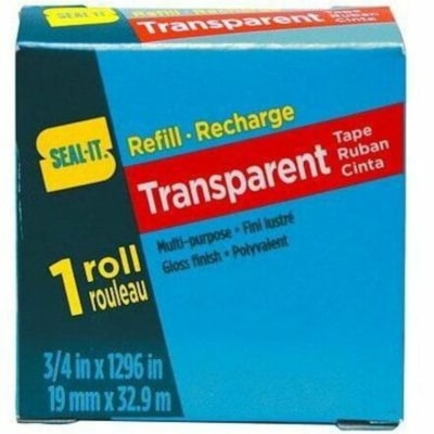 Seal-It Adhesive Tape Refill - 36 yd (32.9 m) Length x 0.75" (19.1 mm) Width - 1" (25.40 mm) Core - Glossy - Transparent - For Security, Mending - 1 Roll TRANSPARENT 