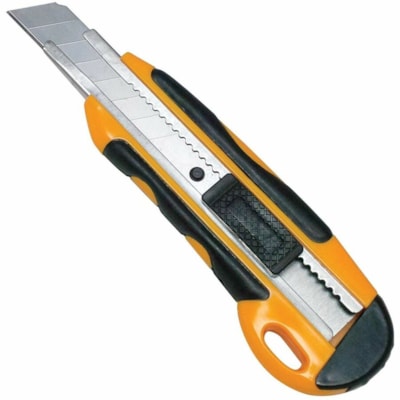 EDGE Utility Knife - 6" (152.40 mm) Height - Rubber Grip, Comfortable Grip, Lockable, Retractable Blade - Rubber, Metal - Yellow, Black - 1 Unit YELLOW / BLACK 