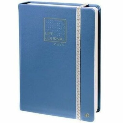 Quo Vadis Life Journal - 224 Pages - 90 g/m² Grammage - 8.25" (209.55 mm) Height x 6" (152.40 mm) Width - White Paper - Gray, Blue Cover - Elastic Closure, Index Page, Pocket, Bookmark, Page Marker, Numbered - 1 / Unit 15 X 21 CM GREY BLUE 215 NUMBERED PAGES