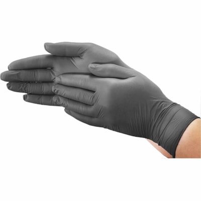 Globe Nitrile Examination Glove - 5 mil (0.13 mm) Thickness x 9.25" (235 mm) Glove Length - Allergy Protection - Large Size - For Right/Left Hand - Nitrile - Black - Powder-free, Disposable, Non-sterile, Latex-free, Fatigue-free, Textured Fingertip, Comfortable, Durable, Allergen-free, High Tactile  POWDER FREE   5 MIL BOX OF 100