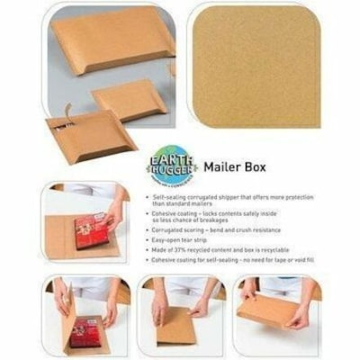 Earth Hugger Mailer - Mailing/Shipping - 9" (228.60 mm) Width x 12" (304.80 mm) Length - Self-sealing - Brown - Corrugated - 4 / Pack ECO-FRIENDLY EASY-OPEN TEAR ST EARTH HUGGER
