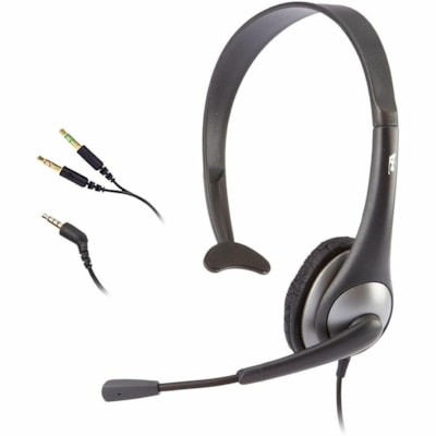 Cyber Acoustics AC-104 Headset - Mono - Wired - 20 Hz to 20 kHz - Over-the-head, On-ear - Monaural - Supra-aural - Noise Cancelling Microphone 3.5MM 7FT LEATHERETTE CYBER ACOUSTICS