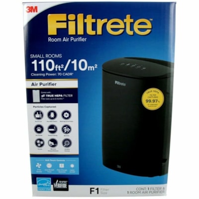 Filtrete Air Purifier - True HEPA - 110 Sq. ft. (10219334.40 mm²) - Black SMALL ROOM 110 SQ. FT 3 FAN SPEEDS