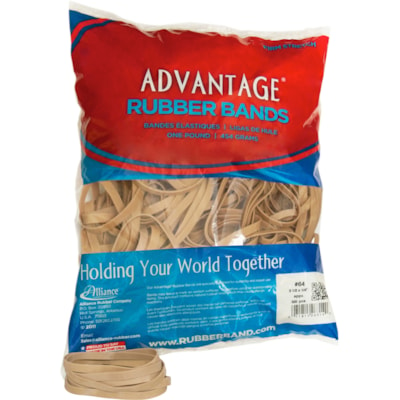 VLB Advantage Rubber Band - Size: #64 - 3.50" (88.90 mm) Length x 0.25" (6.35 mm) Width - Stretchable, Elastic - Natural Crepe 1LB BAG APPROX 600 PER 1LB 