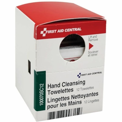 First Aid Central Hand Cleansing Towelettes, 12 per Box, SmartCompliance Refill - 4" (101.60 mm) Width x 7" (177.80 mm) Length - 12 / Box REFILL BOX COMPONENT FOR CABINET