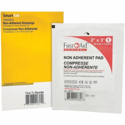 First Aid Central Non-Adherent Pad, 5.1 x 7.6cm (2" x 3"), 4 per Bag, SmartCompliance Refill - 2" (50.80 mm) Width x 3" (76.20 mm) Length - 4 / Bag 5.1CM X 7.6CM (2" X 3") 4 PER BAG - REFILL COMPONENT