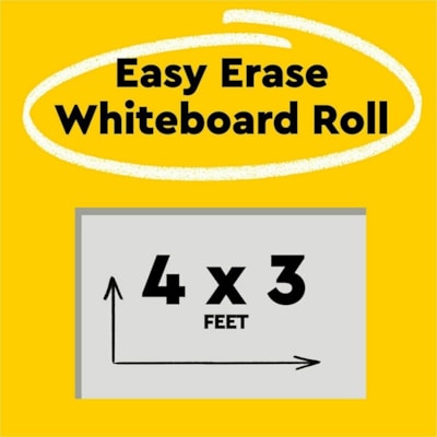 Post-it® Easy Erase Whiteboard Roll, 4'x3' - White Surface - White Sheet Color - Rectangle - 4" (101.60 mm) Length x 3" (76.20 mm) Width - Flexible, Stain Resistant, Easy Peel, Self-stick, Removable, Wipeable, Stain Proof - 1 Each WHITEBOARD SURFACE & SHEETS EE4X3
