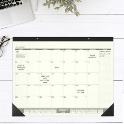 At-A-Glance 2025 Recycled Monthly Desk Pad, Standard, 22" x 17" - Standard - Julian Dates - Monthly - 12 Month - January 2025 to December 2025 - 1 Month Single Page Layout - 17" (431.80 mm) x 22" (558.80 mm) Sheet Size - White Sheet - 2 x Holes - 2.63" (66.68 mm) x 2.38" (60.33 mm) Block - Headband  100% PC PAPER 
