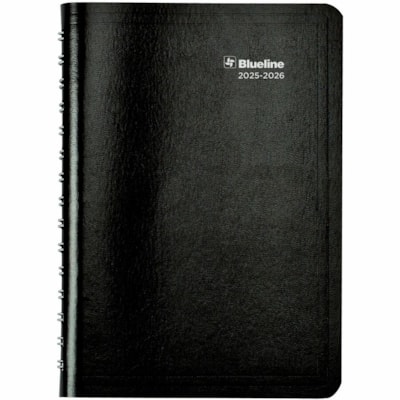 Blueline 2025-2026 13-Month Weekly/Monthly Academic Planner - July to July - 8" x 5" - Black - Bilingual - Academic - Weekly, Monthly - 13 Month - July 2025 to July 2026 - 1 Week Double Page Layout - 5" (127 mm) x 8" (203.20 mm) Sheet Size - Twin Wire - Black - Paper - Vicuana Cover - Holiday Listin  