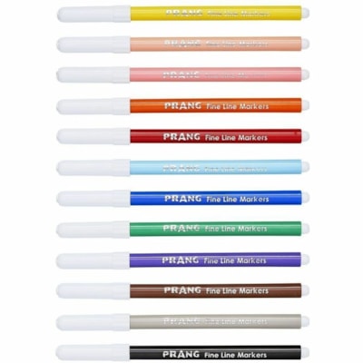 Prang Classic Art Markers - Fine Tip - Fine Bullet Marker Point - Black, Blue, Brown, Gray, Orange, Green, Peach, Pink, Purple, Red, Yellow, ... Ink - 144 / Pack BREAK-RESISTANT TIP 