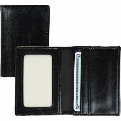 bugatti Carrying Case (Wallet) Business Card - Black - Leather Body - 4" (101.60 mm) Width - 1 SCREENED WINDOW 3 CHANNELS FOR CARDS 50 BUSINESS CARDS CAPACI