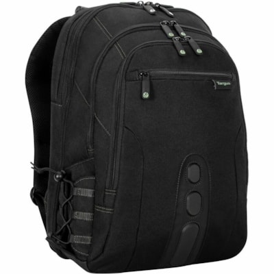 Targus Spruce EcoSmart TBB013US Carrying Case (Backpack) for 15.6" to 16" Notebook, Workstation, Accessories - Black, Green  - Drop Resistant, Bump Resistant - Polyester, Fabric, Plastic Body - Checkpoint Friendly - Shoulder Strap, Trolley Strap - 18.75" (476.25 mm) Height x 13" (330.20 mm) Width x   CASE 