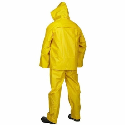 Forcefield PVC 3-Piece Rainsuit, Yellow, 2XL - 2-Xtra Large Size - Rain Protection - Yellow - Detachable Hood, Water Proof - 1 / Unit BIB PANTS  JACKET AND HOOD 