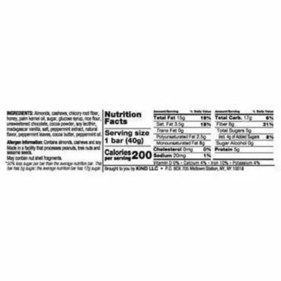 KIND - Snack-bars 113-565 - Sans gluten - Amande, Menthe, Chocolat noir - 1,41 oz (40 g) - 12 / boîte MINT 12X40G 