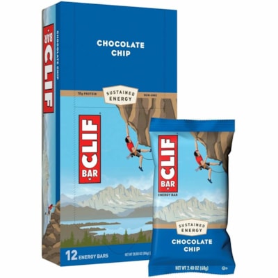 Clif Bar Chocolate Chip - Individually Wrapped, Non-GMO, Trans Fat Free, Cholesterol-free - Chocolate Chip - 2.40 oz (68 g) - 12 / Box 12 X 68GR ONT & AB ONLY