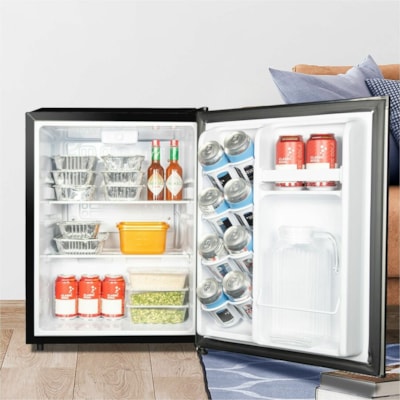 Danby 2.2 cu. ft. Compact Fridge in Stainless Steel - 62.30 L - Auto-defrost - Reversible - 62.30 L Net Refrigerator Capacity - 208 kWh per Year - Stainless Steel - 40 dB Noise 62 L COMPACT ALL REFRIGERATOR AUTOMATIC DEFROST