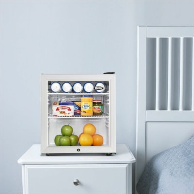 Danby 1.6 cu. ft. Compact Glass Door Fridge In Platinum - 45.31 L - Reversible - 45.31 L Net Refrigerator Capacity - 120 V AC - Platinum, Black - Freestanding - LED Light BLACK CABINET /W GLASS DOOR 